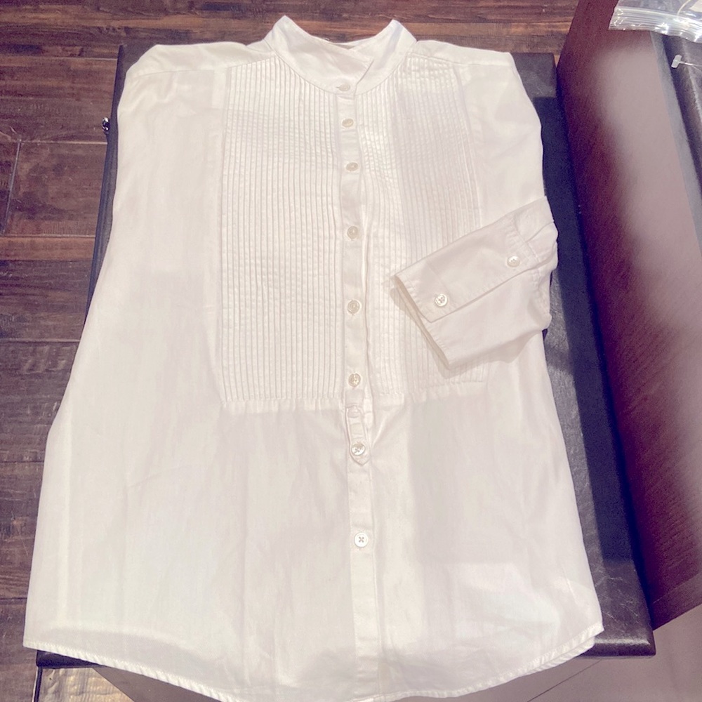 Elizabeth and James white cotton tuxedo shirt sz xs